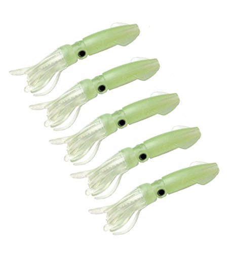 Luminous Octopus Trolling Fishing Lures - 4.13 Inch, Glow in the Dark, 5pcs