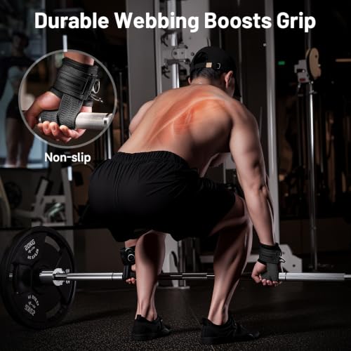 Weightlifting Wrist Straps with D Rings - Black (6.3-7.5 inch)