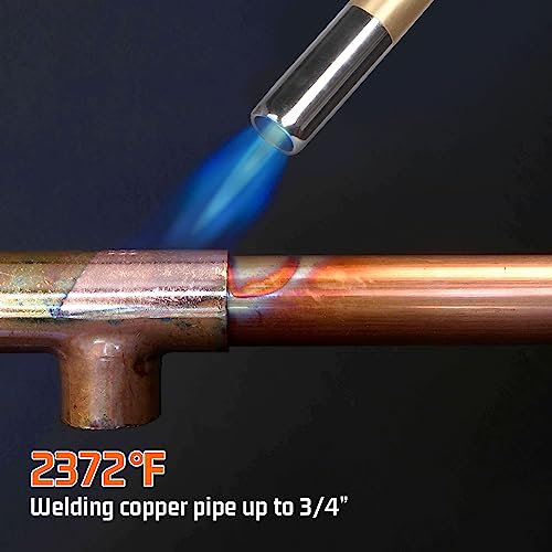 DOMINOX Propane Torch Head, High Intensity Torch Head Trigger Start Gas Torch, Map Gas Torch Kit for Propane, Map and Mapp Gas, Mapp Gas Torch for Soldering, Welding, Cooking (Not Included Gas Tank)