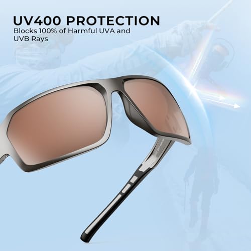 Polarized Fishing Sunglasses - Gloss Metallic Gun Frame, Copper-Silver Mirror