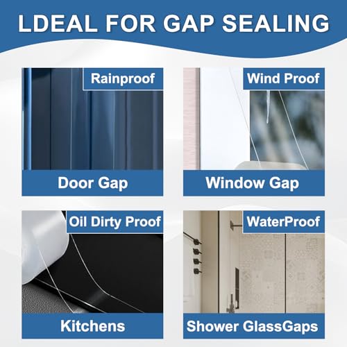 Window Sealing Tape 2IN x 33 FT Draft Isolation No Residue Removable Adhesive Waterproof Windows Doors Shower Glass AC Units Ideal for Winter Seal & Summer Cold Air Loss Prevention