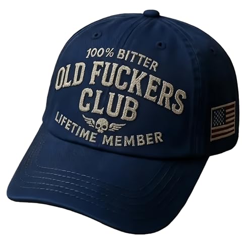 Distressed Vintage Baseball Cap - Old Fuckers Club - Blue