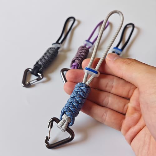 Paracord Keychain with Carabiner Clip - Triangle - T-Blue