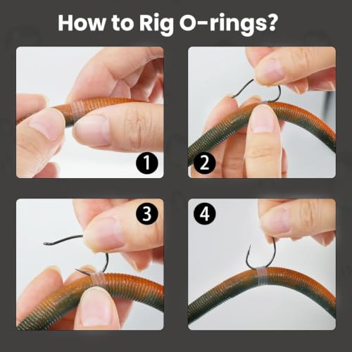 210pcs Silicone Wacky Worm O-Rings Set with Tool - Assorted