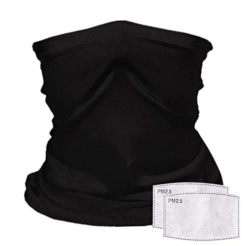 Reusable Neck Gaiter with Filter Insert - Black Cooling Face Cover