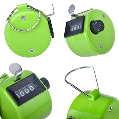 Handheld Tally Counter - 4 Digit Plastic Clicker, Green