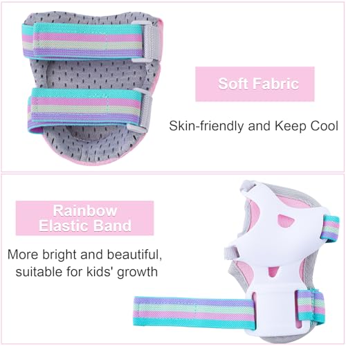 Kids Protective Gear Set - Knee & Elbow Pads with Wrist Guards - Pink, Small