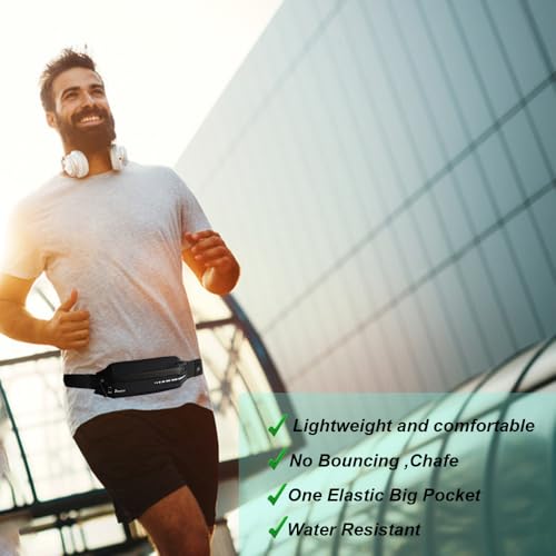 Slim Running Belt for Men & Women - Black Fanny Pack Phone Holder