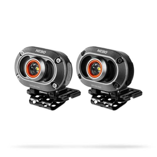 NEBO Mycro 250 Lumen Rechargeable Headlamps 2-Pack - Black, Compact & Adjustable