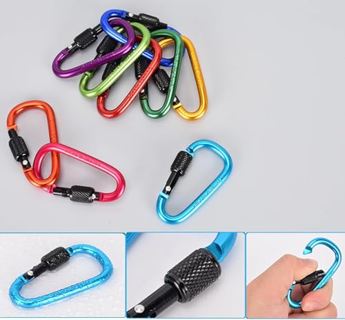 2.3-Inch Aluminum D-Ring Key Rings - Multicolored Carabiner Clips