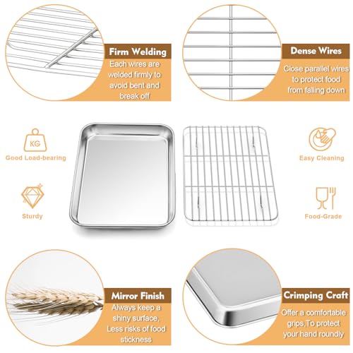 P&P CHEF 9-Inch Baking Sheet Pan with Cooling Rack & Silicone Mat Set