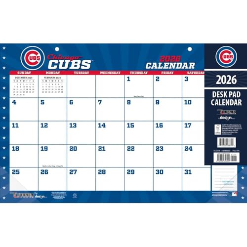 2026 Chicago Cubs Small Desk Pad Calendar - 17" x 11"