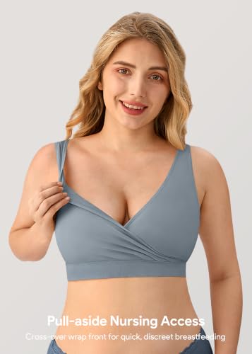 HBselect Maternity Nursing Sleep Bra Wireless Bralette - Large Black/Blue/Gray/Purple/Beige