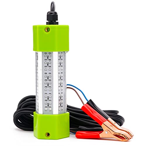 LOSTCAT 70W 17ft Green Underwater Fishing Light with Battery Clips & Plug, IP68 Waterproof