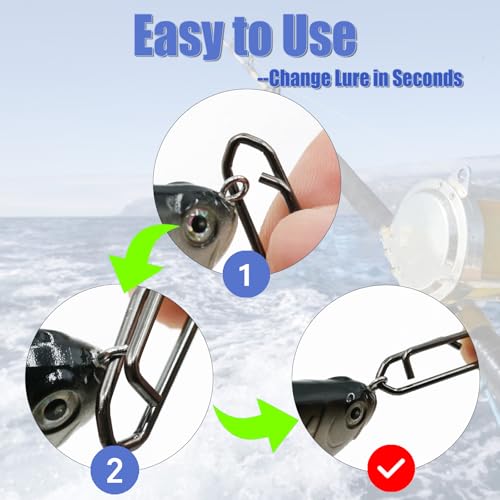 Fishing Clips Power Clips - 50Pcs Quick Change Split Rings Snaps - Black