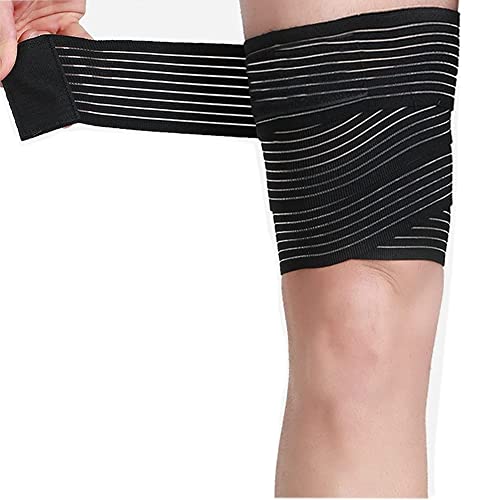 Thigh Compression Sleeve - Adjustable Support Bandage for Pain Relief - Black