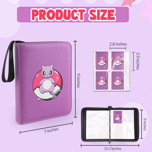 EZIYIN Purple Super Dream 400 Card Binder — 50 Removable Sleeves, PU Leather 4-Pocket Pages