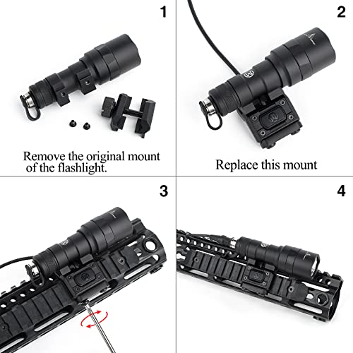 NOBUHIRO Tactical Modular Wire Remote Pressure Switch with Offset Light Mount for M300 M600, with SF Plug for M300 M600 Series Flashlights, Fit for 20mm Picatinny Rail (SF)