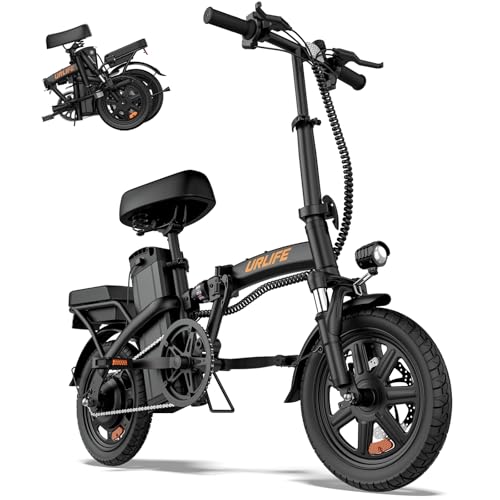 Folding Electric Bike for Adults - 14" Portable Ebike, 500W Motor, 20MPH, 40-Mile Range - Matte Black