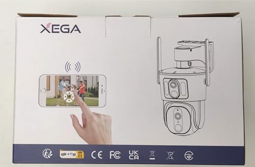 Xega 4G LTE Security Camera【Dual Lens】 No Wi-Fi Solar Cellular Security Camera Wireless Outdoor Built-in SIM Card 1080P 360° View PIR Detection Color Night Vision Two-Way Audio IP66 Waterproof