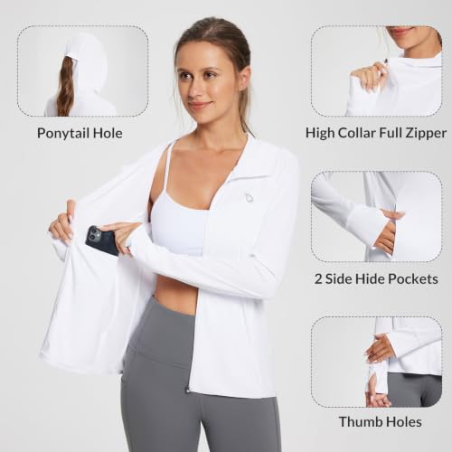 Women's Lightweight Sun Protection Jacket Hoodie - White, Large