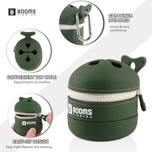 Verdant Green Booms Fishing Portable Trash Pouch Silicone Expandable & Collapsible Waste Container