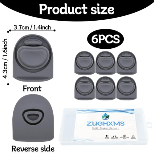 6-Pack Replacement Rubber Stoppers for Owala FreeSip Water Bottles - Grey
