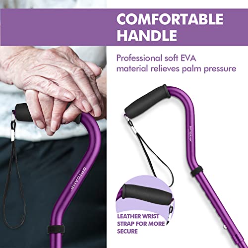 GPTCAMP G1 Walking Cane Quad Base Self-Standing 300 lbs - Purple