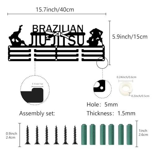 Brazilian Jiu Jitsu Medal Holder Display Rack - Black 15.7x5.9 Inch