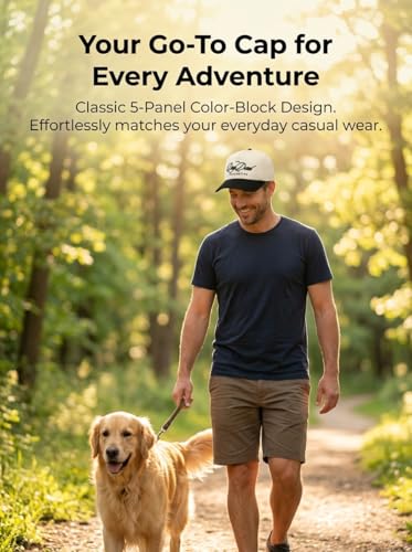 Dog Dad Hat for Men - 3D Embroidered Dad and Dog Dad Trucker Hat - Beige/Black