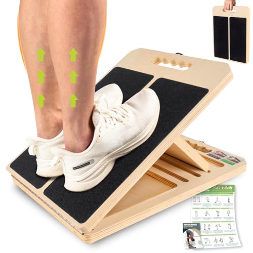 Portable Wooden Slant Board for Calf Stretching - 5 Angles, Non-Slip, 300 LBS Capacity