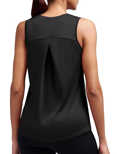 Workout Tank Top for Women - Athletic Sleeveless Outfit - Large Black