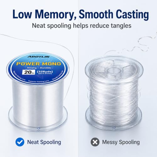 Clear Monofilament Fishing Line 8lb 328yd - Low Memory Nylon Wire