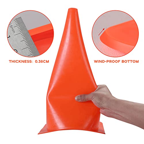 15 Inch Traffic Safety Cones, [7 Pack] Orange Parking Cones| Training Cones| Soccer Cones, Plastic Cones for Indoor/Outdoor Activity & Festive Events