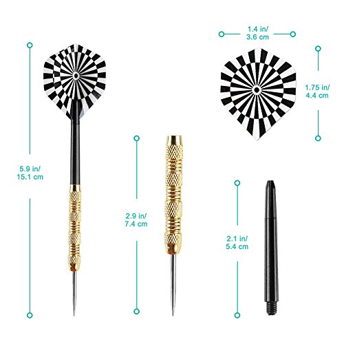 Professional Metal Tip Darts Set - 14g Classic Legend-Gold, 12 Pack