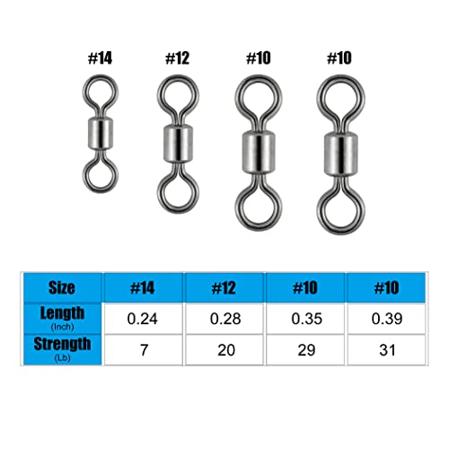 Fishing Micro Swivels - 50 Pack 7mm (20LB) High Strength Connectors