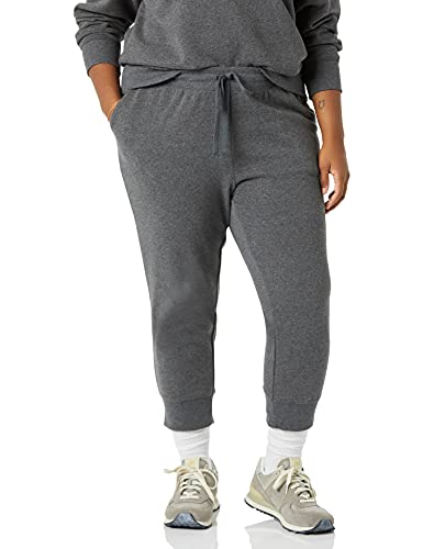 Amazon Essentials Women's Fleece Capri Jogger Sweatpants with Drawstring - Plus Size, Charcoal Heather