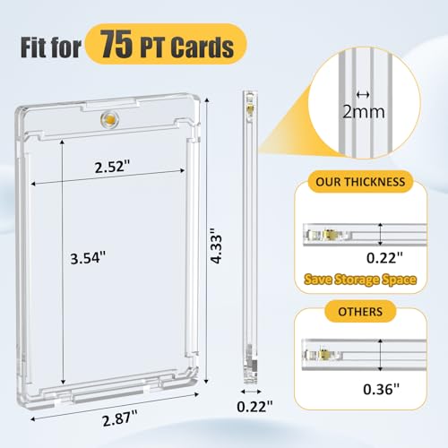 75PT Magnetic Card Holders - 15 Pack Slim Profile with UV Protection