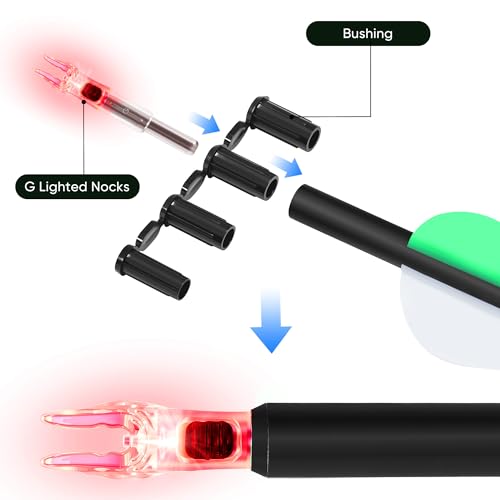 KEAUP Red Lighted Arrow Nocks Pack of 6 for .165-.246 Diameter with Switch