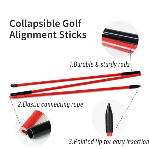 48" Collapsible Golf Alignment Sticks - 2 Pack Red Training Aids