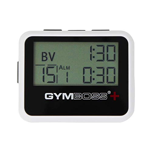Gymboss PLUS Interval Timer & Stopwatch with Watch Strap - White/Gray