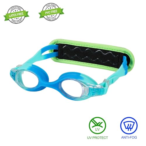 Kids Swim Goggles with Fabric Strap - Blue Shark, Age 3-8