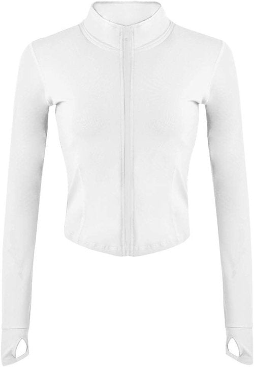 Lviefent Women's Lightweight Running Track Jacket - Slim Fit Yoga Sportswear with Thumb Holes