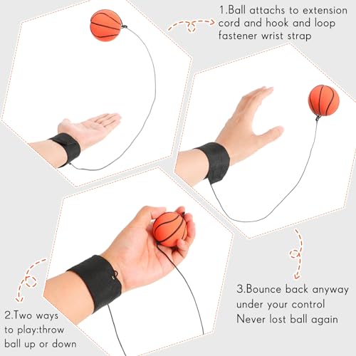 Wrist Return Balls - 6 Pcs 2.48 Inch Rebound Sports Balls Set