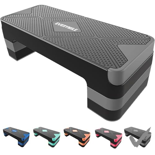 Adjustable Aerobic Step Platform with 4 Risers - Grey