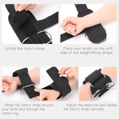 Weight Lifting Straps with Dual D-Rings for Cable Machines & Deadlifts