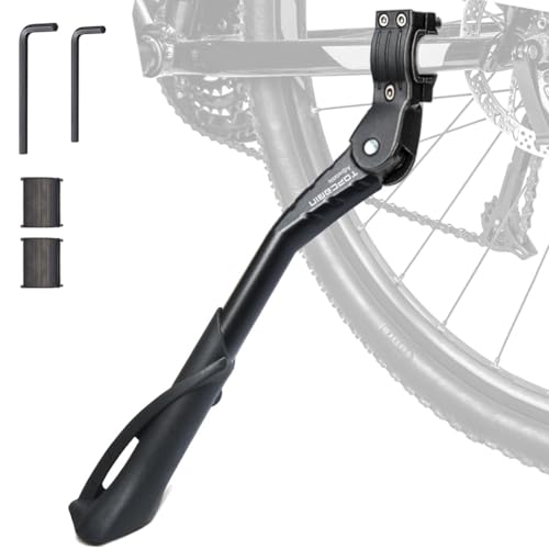 Black Adjustable Aluminum Bicycle Kickstand for 24-29 inch Bikes - Rear/Center Mount