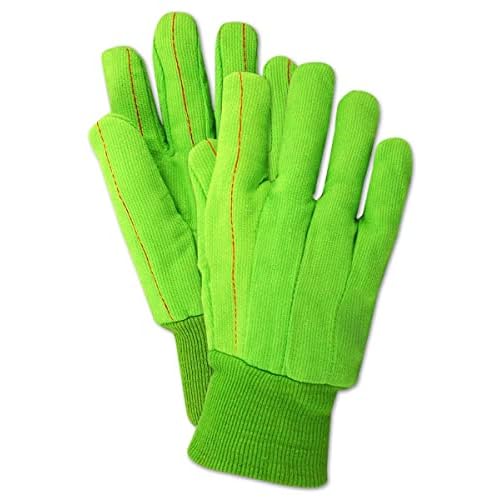 MAGID MultiMaster Double-Palm Cotton Glove, 12 Pairs, 100 Percent Cotton Canvas, Size 10/XL, Green