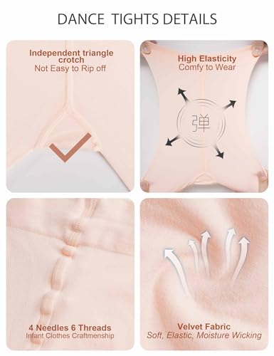 Soft Ballet Convertible Tights for Toddler Girls, 60D, 10-12 Years - Ballet Pink
