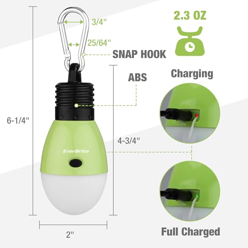 Rechargeable Camping Light with Clip Hook - Green